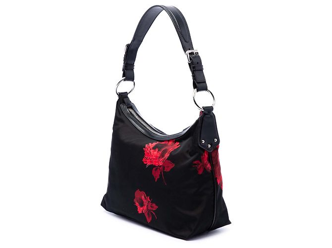 Borsa a Spalla Prada Black Tessuto Stampato Rose Nero - vista 2