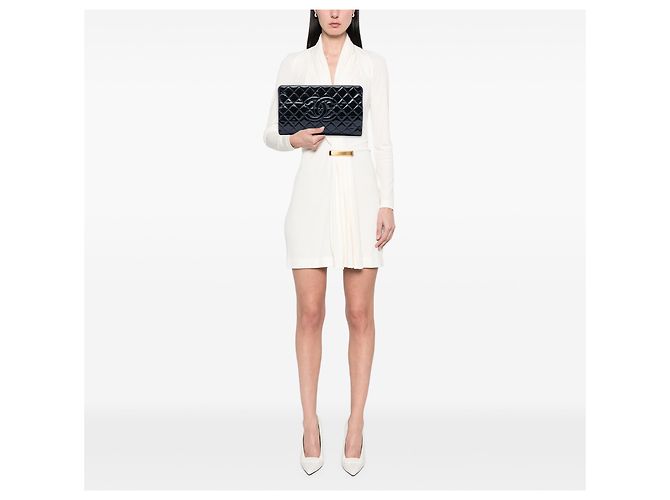 Chanel Blue CC Quilted Patent Timeless Clutch Blau Marineblau - Ansicht 6