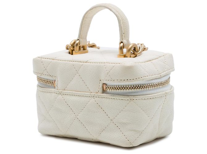 Vanity Beauty case Chanel White Mini Caviar Chain Zip Around Bianco - vista 2
