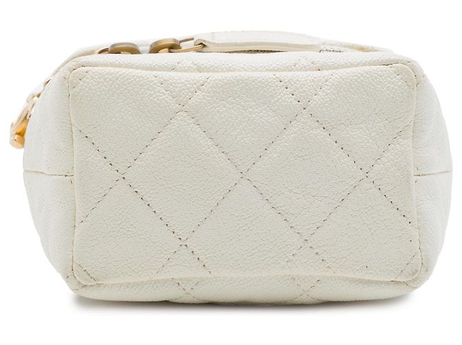 Vanity Beauty case Chanel White Mini Caviar Chain Zip Around Bianco - vista 3