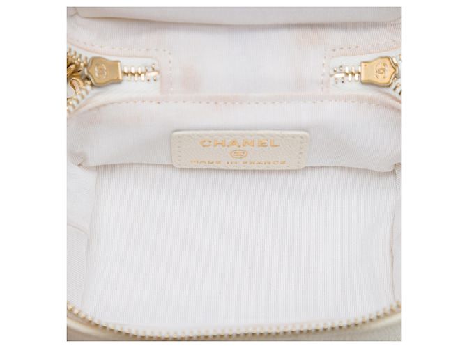 Vanity Beauty case Chanel White Mini Caviar Chain Zip Around Bianco - vista 4