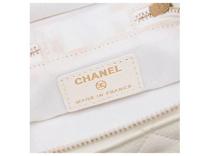 Vanity Beauty case Chanel White Mini Caviar Chain Zip Around Bianco - vista 5