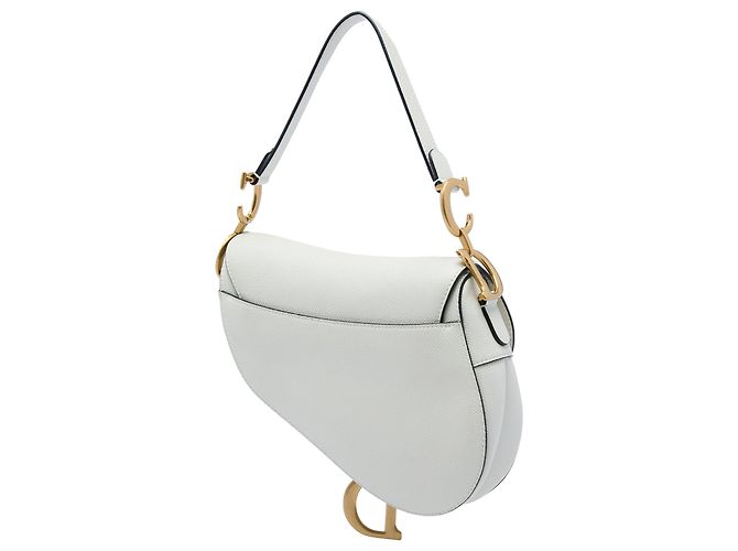 Sac Saddle en cuir de veau grainé blanc Dior - vue 2