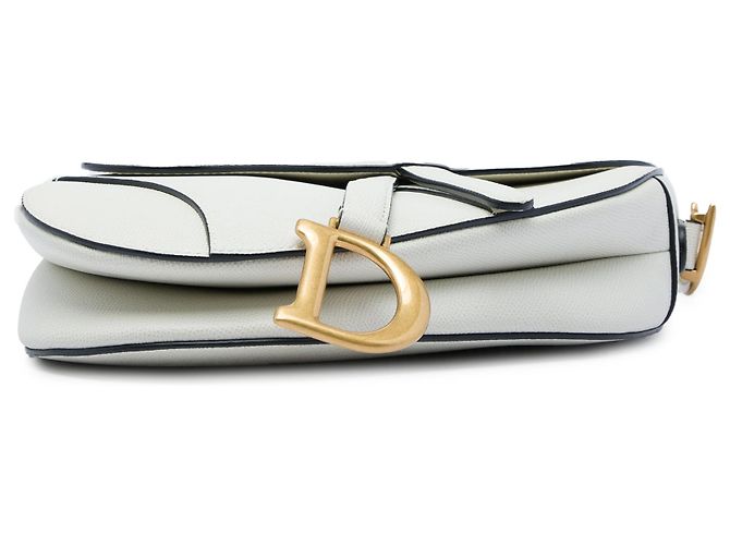 Sac Saddle en cuir de veau grainé blanc Dior - vue 3