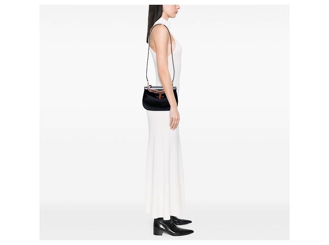 Gucci Schwarzes Kalbsleder Bamboo Night - Ansicht 6