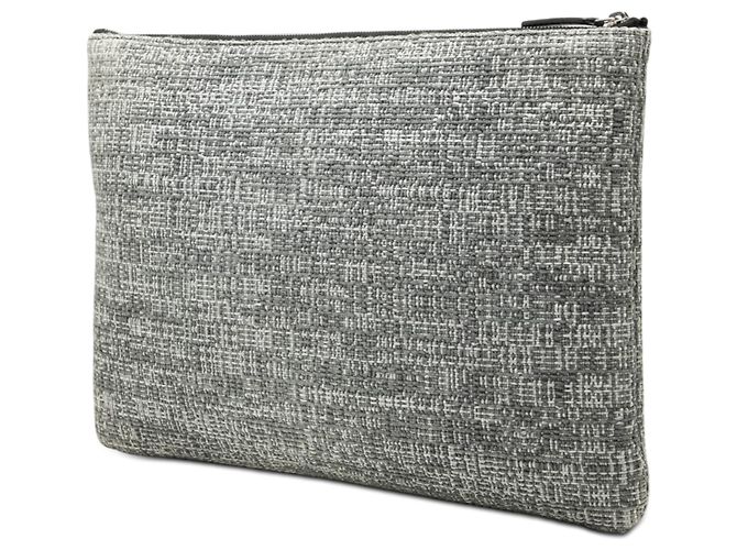 Clutch Chanel Gray Large Tweed Deauville O Case Marrone - vista 2