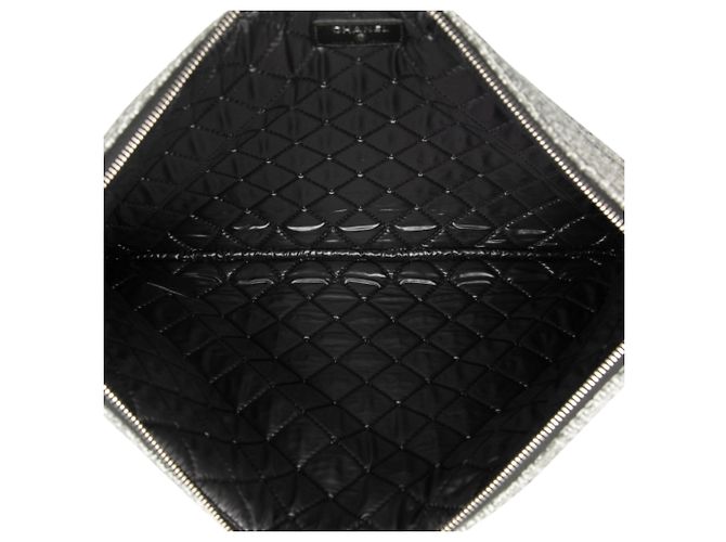 Clutch Chanel Gray Large Tweed Deauville O Case Marrone - vista 4