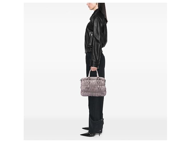 Borsa Prada Gray Nappa Gaufre Marrone - vista 6