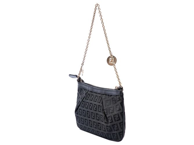 Fendi Zucchino Canvas Chain Pochette in Grau - Ansicht 2