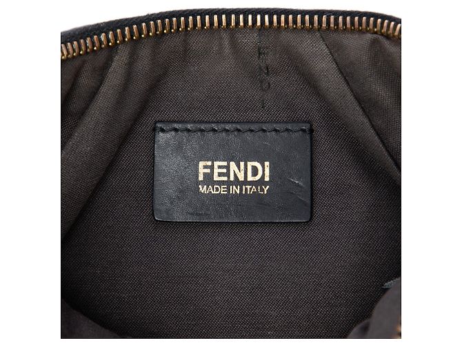 Fendi Zucchino Canvas Chain Pochette in Grau - Ansicht 5