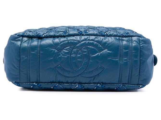 Bolsa Bowler Chanel Blue Paris Byzance em Nylon e Tweed com laço bordado Azul Azul marinho - vista 3
