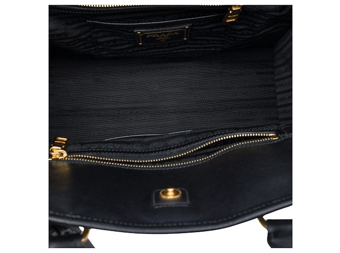 Borsa Tote Lux in Tweed con bordi in Saffiano nero Prada - vista 4