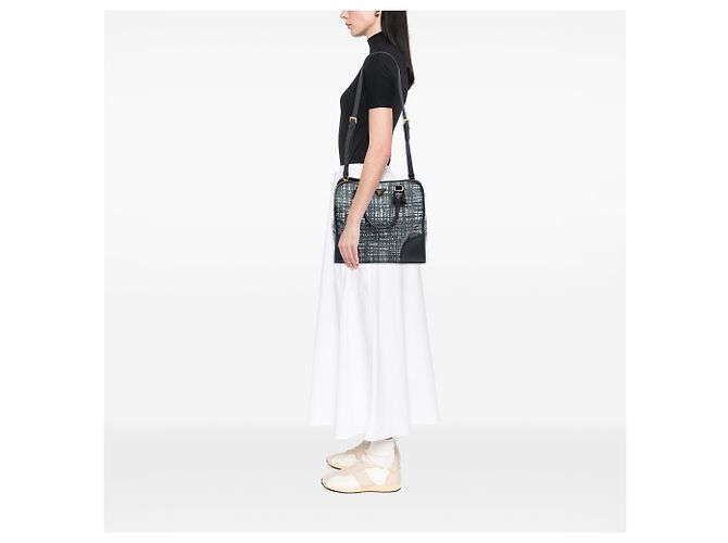 Borsa Tote Lux in Tweed con bordi in Saffiano nero Prada - vista 6