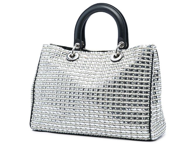 Diorissimo Satchel aus silbernem metallischem Tweed, Größe Medium - Ansicht 2