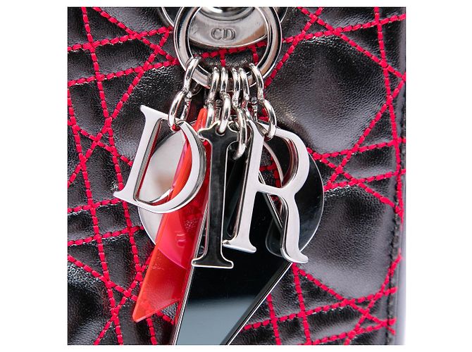 Dior Grigio Anselm Reyle Medium Cannage Lady Dior in agnello metallizzato Marrone Grigio antracite - vista 5
