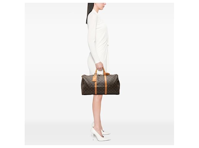Louis Vuitton Marrone Monogram Keepall 50 - vista 8