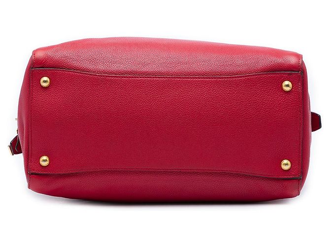 Sac cabas convertible à fermeture éclair Prada Red Vitello Daino Rouge - vue 3