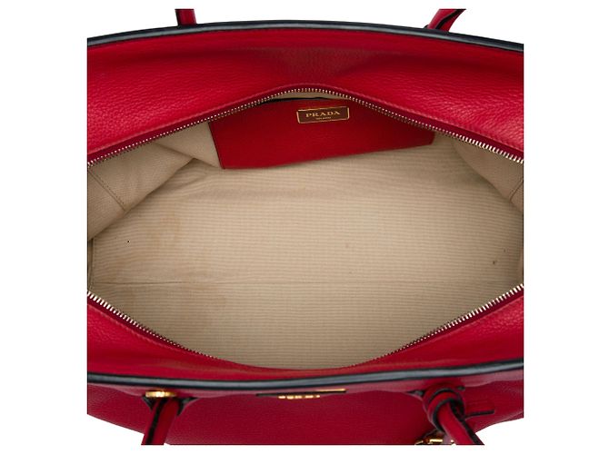 Sac cabas convertible à fermeture éclair Prada Red Vitello Daino Rouge - vue 4