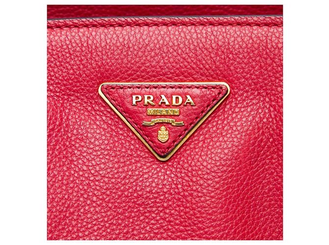 Sac cabas convertible à fermeture éclair Prada Red Vitello Daino Rouge - vue 5