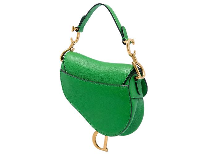 Borsa Saddle in micro pelle di capra verde Dior - vista 2