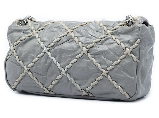 Chanel Flap in pelle di vitello stropicciata Ultra Stitch Gray Medium Marrone - vista 2