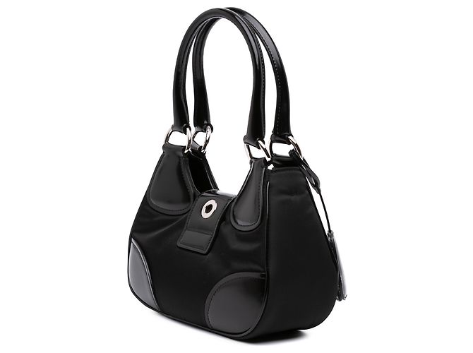 Borsa Prada Black Re Nylon e pelle di vitello lucida Re Edition 2002 Moon Nero - vista 2