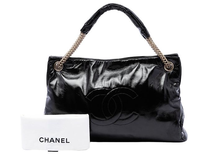 Tote Chanel Black Crinkled Patent Rodeo Drive Nero - vista 7