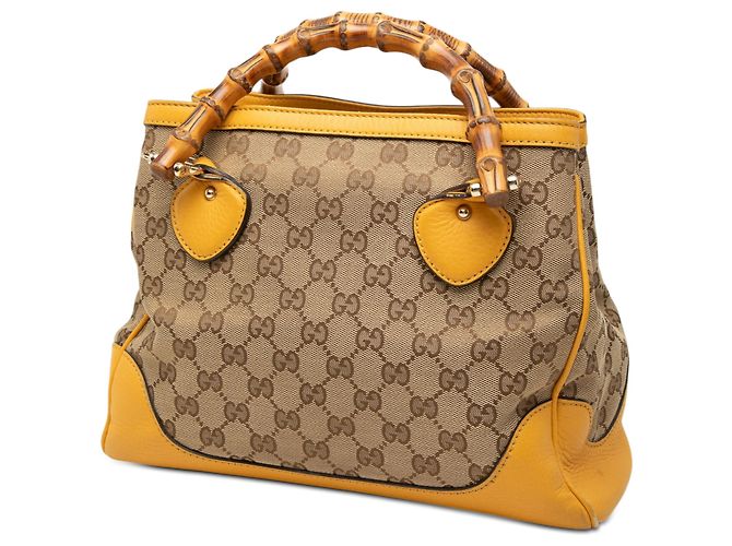 Borsa Tote Gucci Beige GG Canvas Bamboo Diana con Manico Superiore - vista 2