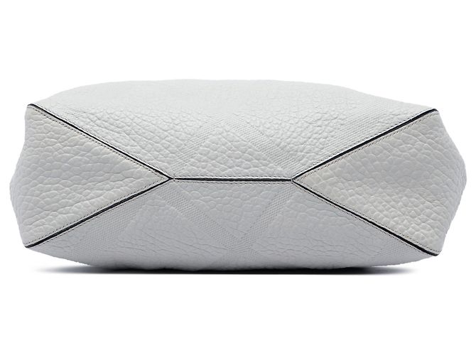 Borsa Burberry Gray Elephant Embossed Calfskin Check Dewsbury Marrone Grigio - vista 3