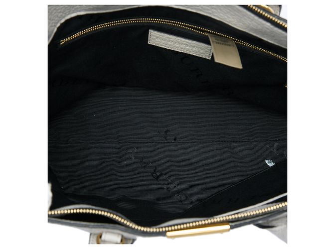 Borsa Burberry Gray Elephant Embossed Calfskin Check Dewsbury Marrone Grigio - vista 4