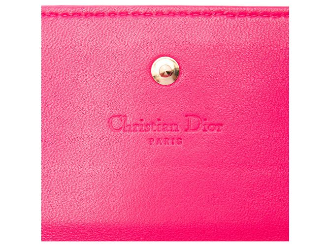 Portafoglio con catena Lady Dior in agnello Cannage rosa di Dior - vista 5