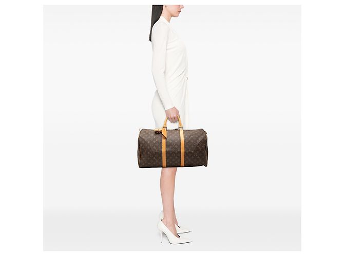 Louis Vuitton Marrone Monogram Keepall 50 - vista 8