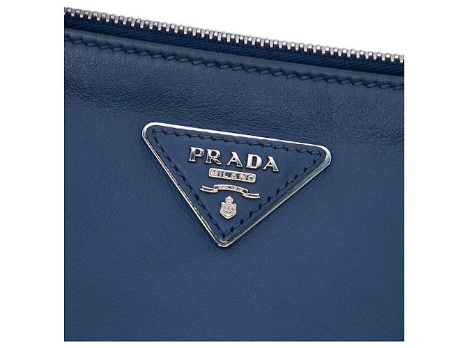 Borsa Tote Prada Blue Medium Soft Calf Galleria Double Zip Blu scuro - vista 5