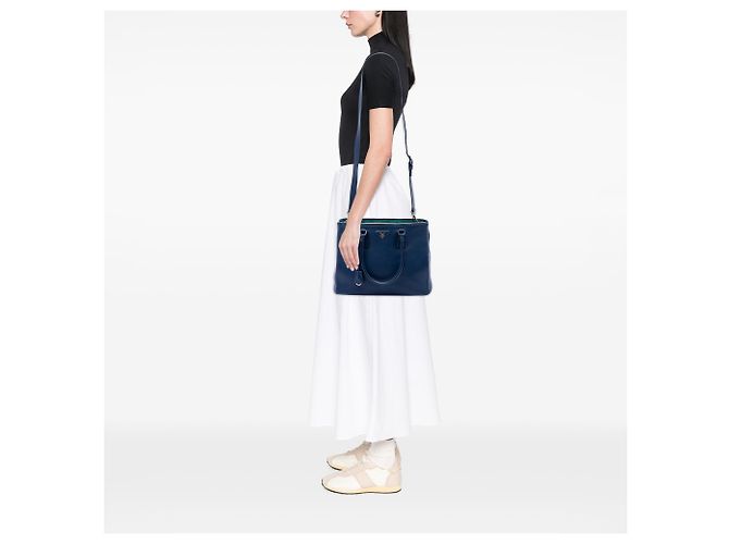 Borsa Tote Prada Blue Medium Soft Calf Galleria Double Zip Blu scuro - vista 6