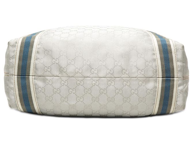 Gucci Tote aus grauem GG Canvas mit Web-Streifen Braun - Ansicht 3