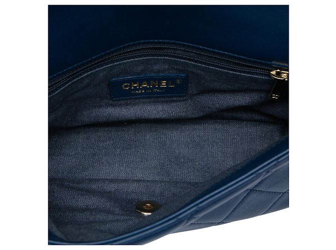 Chanel Blue Small Lambskin Elegant Chain Single Flap Blau Dunkelblau - Ansicht 4