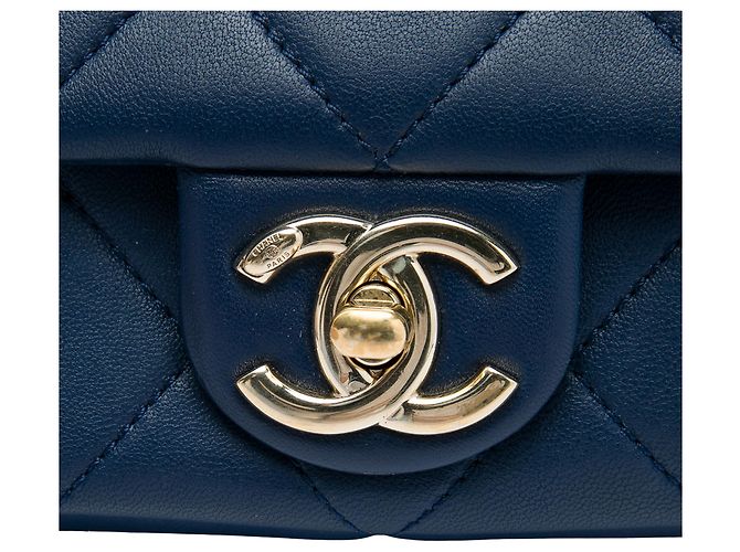 Chanel Blue Small Lambskin Elegant Chain Single Flap Blau Dunkelblau - Ansicht 5