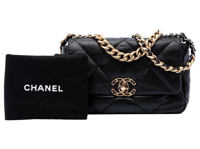 Chanel Black Medium Lambskin 19 Flap Schwarz - Ansicht 7