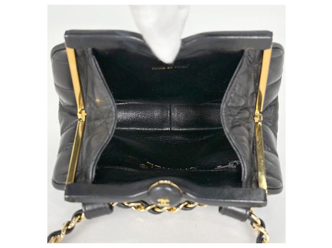 Bolsa de ombro Chanel em couro preto - vista 8
