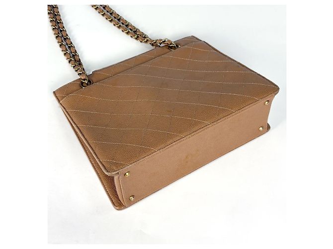 Borsa Tote Chanel Camel in pelle di vitello granulata Cammello - vista 2