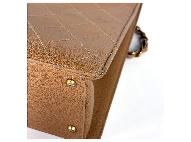 Borsa Tote Chanel Camel in pelle di vitello granulata Cammello - vista 3