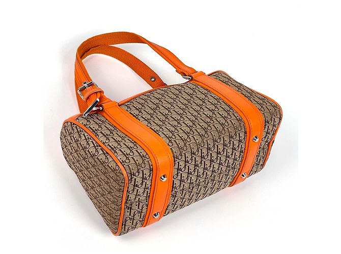 Borsa Christian Dior motivo Trotter Beige Arancione - vista 2