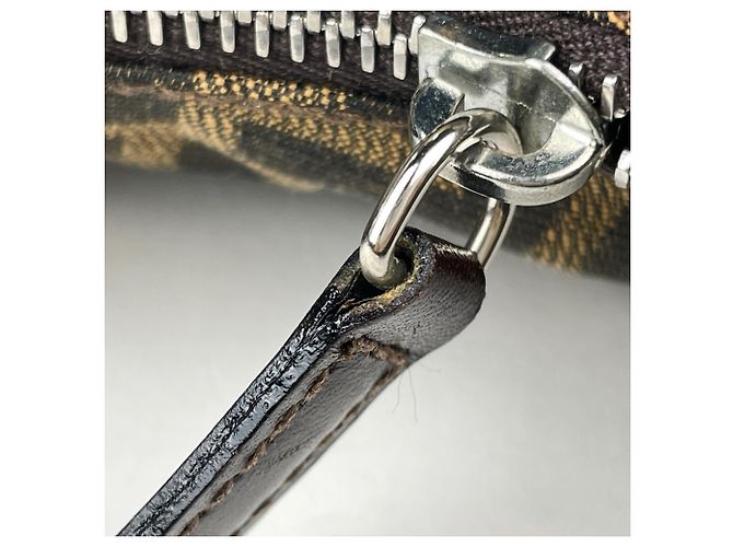 Zucca Borsa a tracolla Fendi in tela marrone e pelle - vista 7