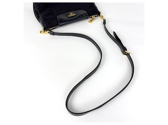 Borsa a tracolla Prada PRADA Logo Plate Nero - vista 7