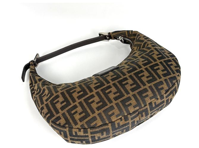 Borsa a tracolla Fendi motivo Zucca Marrone - vista 2