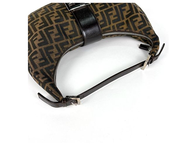 Borsa a tracolla Fendi motivo Zucca Marrone - vista 5