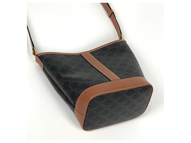 Céline Borsa a tracolla Celine Triomphe Small Bucket Marrone - vista 2