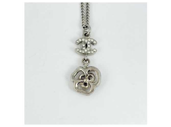 Collana Chanel argentata con strass Argento - vista 2
