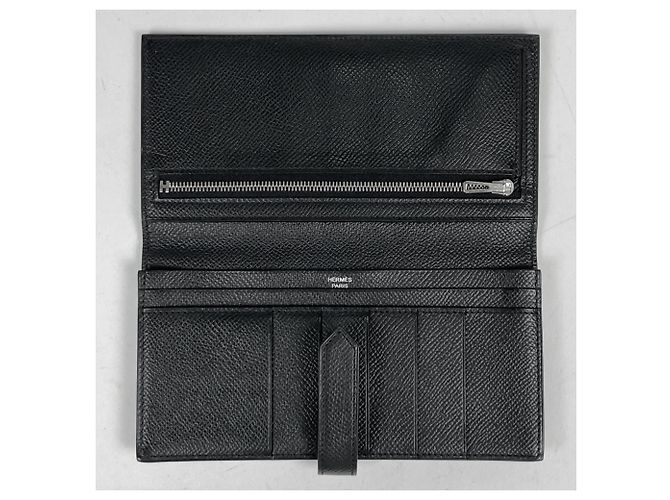 Cartera larga Hermès Bearn Soufflé en Noir Negro - vista 7