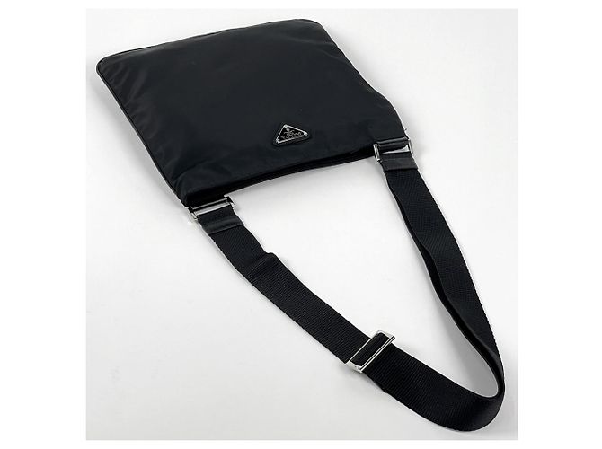 Borsa a tracolla in nylon nero e pelle Prada - vista 8